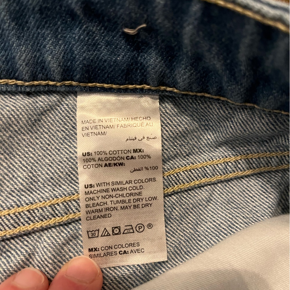 Chico's Light Blue Distressed Denim Bermuda Length Shorts - Picture 7 of 9
